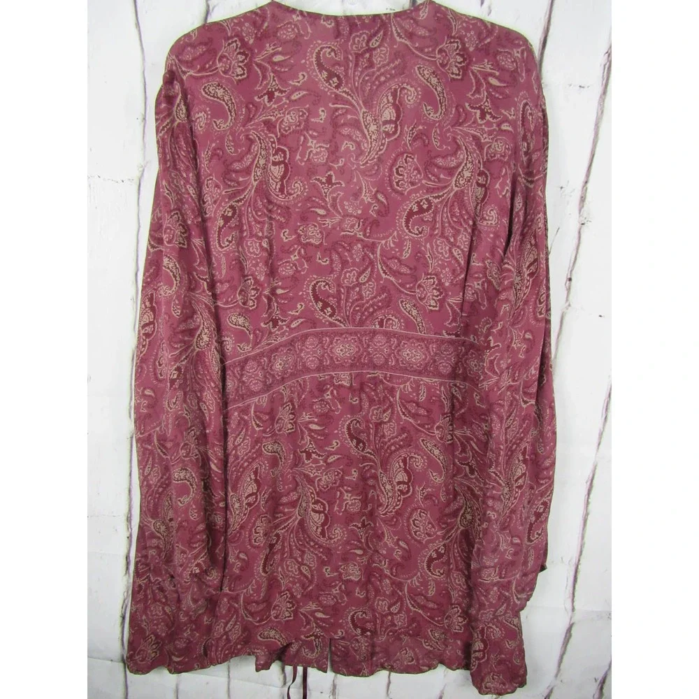 Venezia Women's Blouse Size 26/28 Plum Purple Paisley 100% Silk - Picture 2 of 5